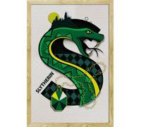 Harry Potter - Poster - Logo Serpentard + cadre amovible, Shinsuke® Maxi MDF hêtre, vitre acrylique
