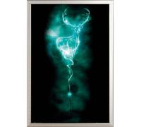 Harry Potter - Poster - Patronus Stag + cadre amovible, Shinsuke® Maxi aluminium argenté, vitre acrylique