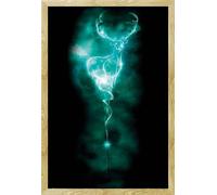 Harry Potter - Poster - Patronus Stag + cadre amovible, Shinsuke® Maxi MDF hêtre, vitre acrylique