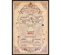 Harry Potter - Poster - School List + cadre amovible, Shinsuke® Maxi plastique noir, vitre acrylique