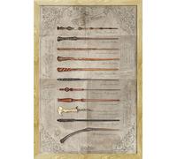 Harry Potter - Poster - Wands - Baguettes magiques + cadre interchangeable, Shinsuke® Maxi MDF hêtre, vitre acrylique