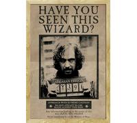 Harry Potter - Poster - Wanted Sirius Black + cadre amovible, Shinsuke® Maxi MDF hêtre, vitre acrylique