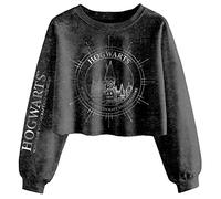 Harry Potter Poudlard Constellation Sweat-shirt court délavé à l'acide pour femme, Lavage à l'acide noir., XL