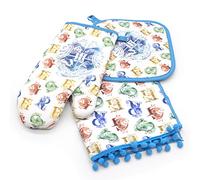 Harry Potter Poudlard Ensemble de Cuisine 3 pièces : Serviette, Gant et manique