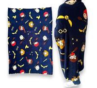 Harry Potter Poudlard Quidditch Couverture polaire Harry Ron Hermione et Draco Malfoy sous licence officielle Super douce et chaude Couverture de canapé 160 x 120 cm Bleu marine