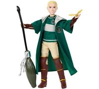 Harry Potter Poupée Quidditch Drago Malefoy de 27 cm avec Balai Nimbus 2001 et vif d’or, à collectionner, jouet enfant, GDJ71