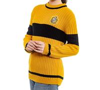 Harry Potter Pull Quidditch Poufsouffle : Poudlard Maison Poufsouffle Quidditch Réplique d'uniforme tricot à col rond pour homme et femme, Jaune, noir., M