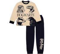 Harry Potter Pyjama pour garçon - Ensemble officiel de vêtements de nuit Poudlard avec haut à manches longues et bas resserrés - 6-13 ans, beige, 8-9 ans
