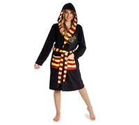 Harry Potter Robe De Chambre Homme Ou Femme En Polaire Douce, Peignoir Gryffondor En Pilou Avec Capuche De Magicien Taille Adulte Unisexe S, M, L Et XL (Noir, M)
