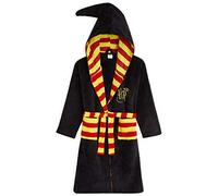 Harry Potter Robe De Chambre Polaire Enfant - Peignoir Pilou Noir Avec Capuche Magicien Gryffondor - Taille Unisexe Garcon Ou Fille 7-14 Ans (Noir, 7-8 Ans)