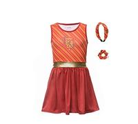 Harry Potter Robe et accessoires pour cheveux, robe d'été Gryffondor pour filles, robe de Poudlard, accessoires pour cheveux Gryffondor et chouchou et bandeau taille 7 ans multicolore, Rouge, 7 ans