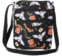 Harry Potter Sac à bandoulière Poudlard Gryffondor imprimé passeport voyage, noir