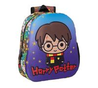 HARRY POTTER - Sac à dos d'école, avec design 3D, adaptable au chariot, idéal pour les enfants de différents âges, confortable et polyvalent, qualité et résistance, 27 x 10 x 33 cm, bleu/multicolore,