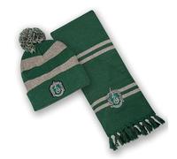Harry Potter Serpentard Ensemble bonnet et écharpe d'hiver pour adultes, Vert, taille unique
