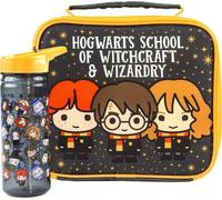 Harry Potter - Set "Chibi" Sac pour le goûter et bouteille d'eau NS6000 (taille unique) (Noir/Jaune)