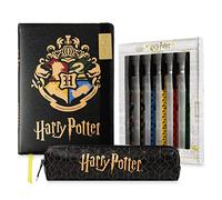 Harry Potter Set Papeterie, Carnet de Notes, Trousse, Stylo, Kits de Fournitures Scolaires Enfant Ado Fille Garcon Goodies Officiels (Noir/Or)