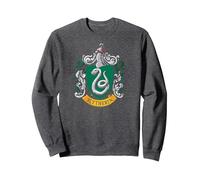 Harry Potter Slytherin House Crest Sweatshirt, Unisexe pour Adultes, Chiné Foncé, S
