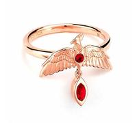 Harry Potter Sterling Silver Fawkes Rose Gold Plated Ring Size M