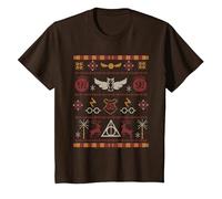 Harry Potter Stitched Theme T-Shirt, Enfant, Marron, 6 Ans
