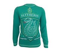 Harry Potter Sweat-Shirt Officiel de Noël Serpentard Crest Unisexe Vert Ugly, Vert, S