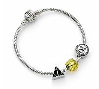 The Carat Shop Harry Potter - Bracelet à Breloques Charms argenté avec Les reliques de la Mort, Vif d'or et Voie 9 3/4-17cm