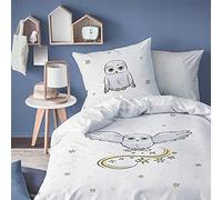 Parure de lit enfant 100% Coton - HARRY POTTER OWL - Blanc - 140x200+63x63cm