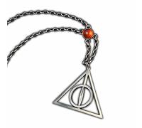 Harry Potter Xenophilius Lovegood's Deathly Hallows Necklace - 20in (51cm) Silver Chain with Collector's Display - Officially Licensed