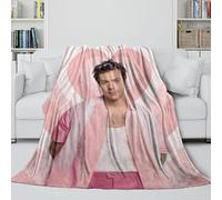 Harry Styles Couverture Flanelle - Star Musique Couverture Douce Cadeau Anniversaire pour Mari/Petit Ami/Petite Amie - Salon/Chambre/canapé/décor 50x60inch(127x152cm)
