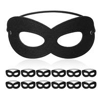 Harrycle 12 Pcs Masques pour Yeux Noirs avec Bande Élastique Costumes de Bal d'Halloween Masques de Mascarade pour Hommes Jour de Semaine du Livre Mondial Festival Carnaval Déguisement Fête Cosplay