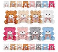Harrycle 24 Paquets Mini Joeut Ours en Peluche Animaux en Peluche en Vrac Poupée Articulée Animaux 8 cm Porte-Clés Ours pour Ados Filles Adultes Anniversaire Graduation Mariage Décoration Cadeau DIY