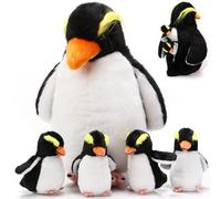 Harrycle Pingouin en Peluche Douce 1 Maman Pingouin avec 4 Bébés Pingouins dans Son Ventre 35 cm Doudou Pingouin Câline Jouet d'animal pour Enfants Saint-Valentin Fête d'anniversaire (Drôle)