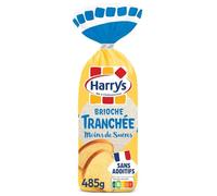 HARRYS - Brioche tranchée allégée en sucre sans additifs | Onctueuse et savoureuse | Idéale pour le petit-déjeuner | le sachet de 485g | LOT DE 4