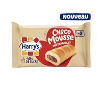 HARRYS - Gâteaux moelleux Fourrés Chocolat Choco Mousse | Onctueux et savoureux | Idéal pour les pauses gourmandes | le paquet de 8 sachets | LOT DE 4
