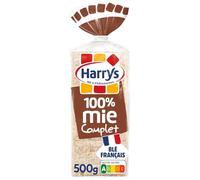HARRYS - Pain de mie 100% mie complet, Sans croûte ni additifs, Sachet 20 tranches 500g - Lot De 4