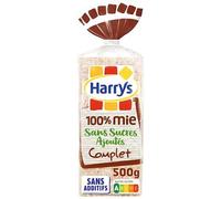 Harrys pain de mie 100% mie complet sans croute sans sucres ajoutes sans additifs 500g