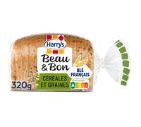 HARRYS - Pain de Mie aux Céréales et Graines Beau et Bon | Savoureux et Onctueux | Parfait pour vos petits-déjeuners | le sachet de 14 tranches - 320g | LOT DE 4