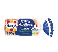 HARRYS - Pain de Mie Nature Extra Moelleux Sans Sucres Ajoutés et Additifs, Sachet 16 Tranches (280g) - Lot de 4 - vendu par Lot