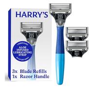 Harry's Shaving Kit for Men - Razor Handle and 3 Razor Blade Refill Cartridges - Ocean Blue