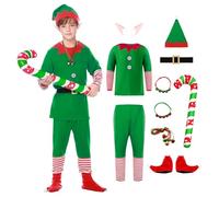 Harsever Costume de Famille d'elfe Vert de Noël (Garçon, 130CM)