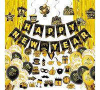 Harsever Decoration Nouvel an 2026,Deco jour de l'an 2026 Inclure Chapeau Nouvelle année Lunette Banderole Bonne année Accessoires Photo,Décorations Adaptées aux Fêtes du Nouvel (Style C)