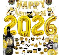 Harsever Decoration Nouvel an 2026,Deco jour de l'an 2026 Inclure Chapeau Nouvelle année Lunette Banderole Bonne année Accessoires Photo,Décorations Adaptées aux Fêtes du Nouvel (Style B)