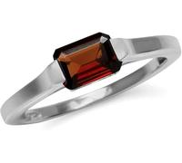HARSHALI GEMS Bague de promesse minimaliste en hessonite naturelle de forme octogonale plaqué or jaune en argent sterling 925 avec solitaire oriental-ouest minimaliste, pierre précieuse, grenat