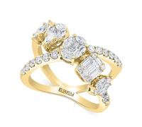 HARSHALI GEMS Bague demi-éternité en moissanite pour femme en or jaune massif 14 carats sur argent alliance, bague éternité moissanite