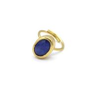 HARSHALI GEMS Bague saphir bleu, bague en pierre précieuse bleue, bague en pierre de naissance de septembre, bague en laiton plaqué or, pierre précieuse, saphir