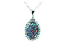HARSHALI GEMS Collier avec pendentif en argent sterling 925 avec opale triplée d'Australie authentique pour femme, pierre précieuse, opale noire