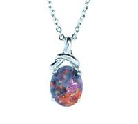 HARSHALI GEMS Collier avec pendentif en argent sterling 925 véritable opale australienne - Pour femme - Pierre précieuse - Opale noire