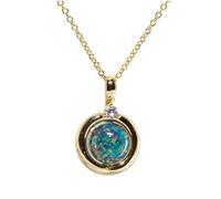 HARSHALI GEMS Collier avec pendentif en opale noire bleue verte et multicolore - Collier avec pendentif en pierre de naissance du mois d'octobre - Pierre précieuse - Opale noire