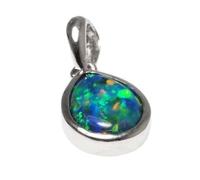 HARSHALI GEMS Collier avec pendentif en opale triplet d'Australie en argent sterling 925 véritable pour femme, pierre précieuse, opale noire