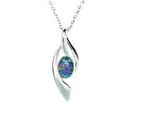 HARSHALI GEMS Collier avec pendentif en véritable opale noire naturelle australienne en argent sterling 925 blanc pour femme, pierre précieuse, opale noire