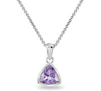 HARSHALI GEMS Collier avec pendentif solitaire en améthyste en forme de trillion - Pierre de naissance du mois de février - Pour femme - Argent sterling 925